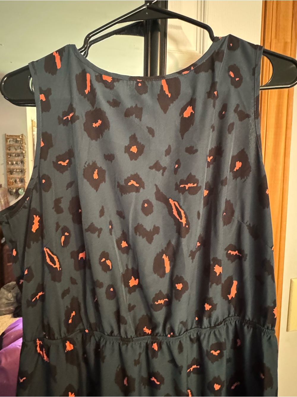 SHEIN Black Dress with Orange Animal Spot Print - womens